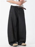 Men's Casual Retro Solid Color Scimitar Wide Leg Jeans