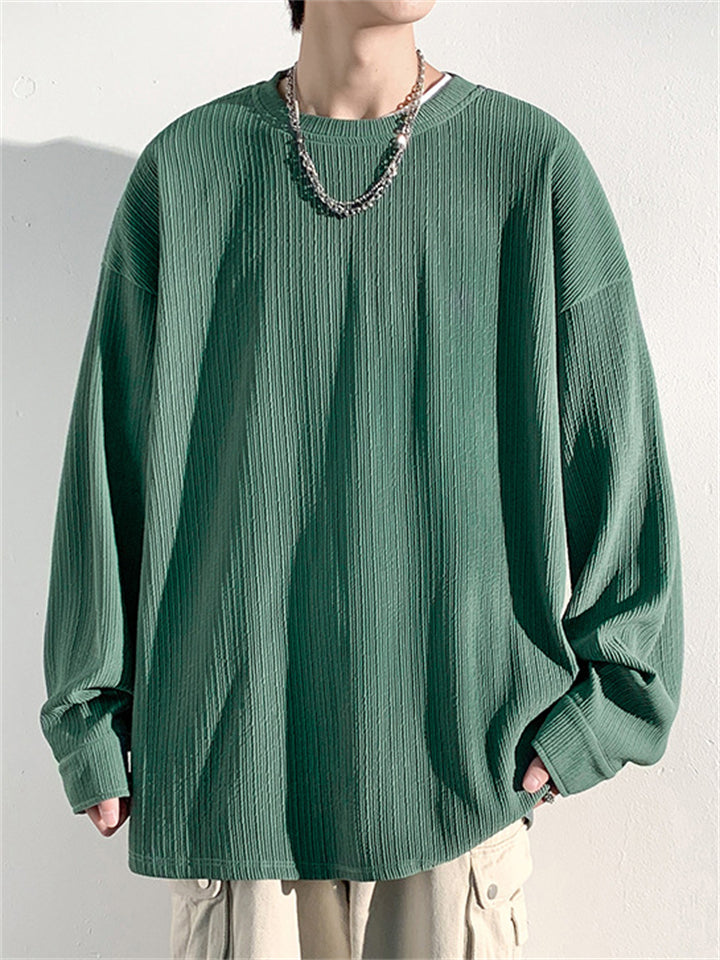 Men's Solid Color Long Sleeve Round Neck Sweatshirts