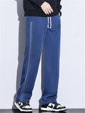 Men's Side Patchwork Loose Fit Straight Leg Pants for Spring Summer
