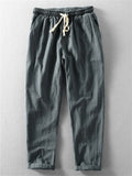 Men's Summer Japanese Style Drawstring Linen Blend Jogger Pants