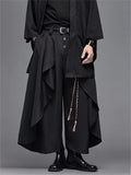 Retro Japanese Style Casual Patchwork Wide Leg Cropped Pants for Men