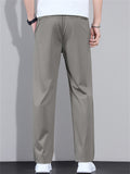 Mens Lightweight Ice Silk Straight Leg Regular Fit Casual Pants