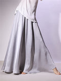 Women's Comfy Solid Color Big Hem A-Line Satin Skirt