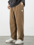 Mens Comfy Corduroy Pants Elastic Waist Relaxed Fit Joggers