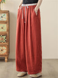 Summer Solid Color High Waist Loose Straight Pants for Women
