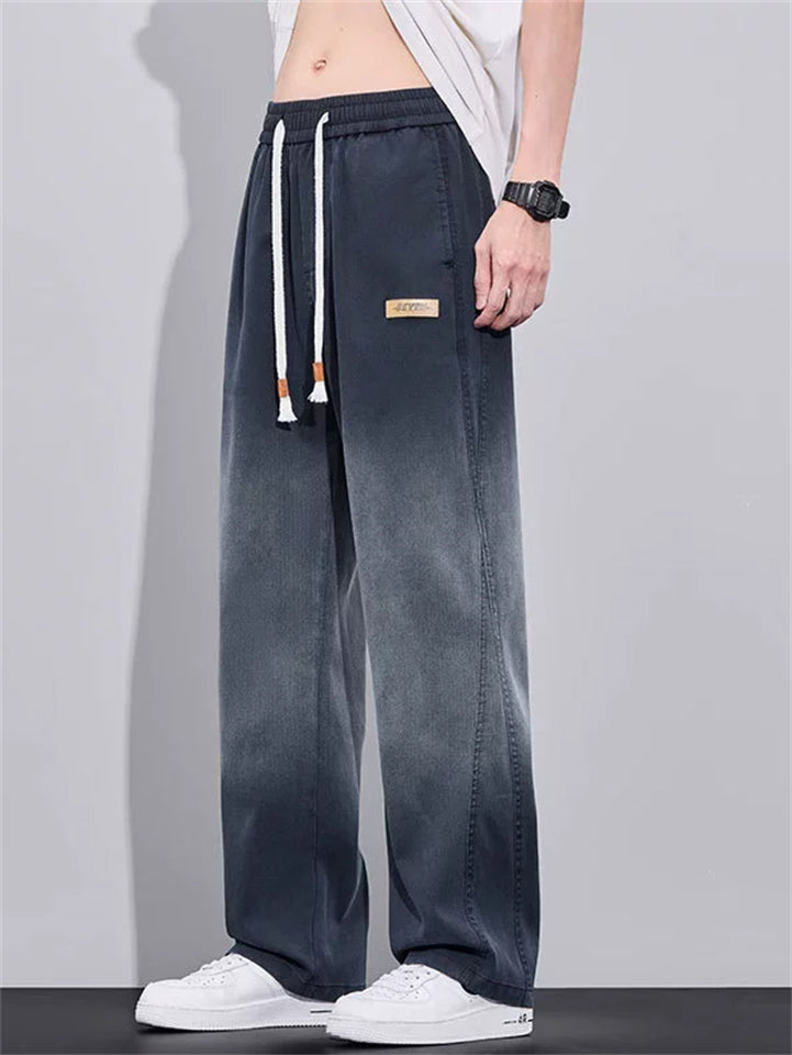 Men's Autumn Spring Casual Loose Straight Fit Tencel Denim Pants