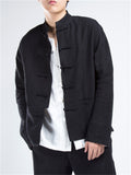 Men's Pure Color Cotton Linen Tang Suit Jackets