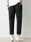 Men's Simple Casual Drawstring Autumn Straight Leg Cargo Cropped Pants