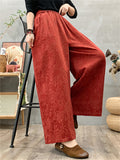 Women's Ethnic Style Jacquard Elastic High Waist Wide Leg Straight Pants