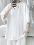 Men's Ice Silk Texture Plisse Oversized Short Sleeve Shirts