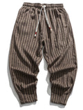 Men's Stylish Striped Drawstring Thickened Casual Pants