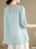 Loose Women's V-Neck Ethnic Style Embroidered Shirts