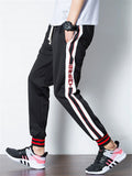 Mens Color Block Joggers Side Stripe Graphic Pants