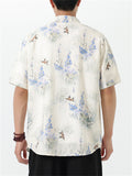 Cool Chinese Style Printed Half Sleeved Linen Shirts for men