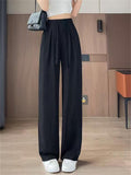 Women's Summer Ice Silk Loose Fit High Waist Drape Wide Leg Pants