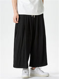 Men's Summer Japanese Style Wide Leg Drape Cropped Pants