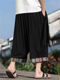 Men's Chinese Ethnic Style Patchwork Baggy Wide Leg Shorts