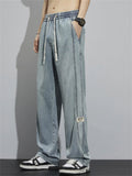 Men's Summer Vintage Steetwear Loose Fit Drawstring Denim Pants