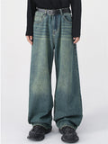 Men Wide Leg Jeans Baggy Fit Y2K Vintage Wash Denim Pants