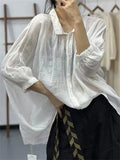 Women's Summer Solid Color Casual Half Sleeve Cardigan Shirts
