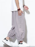 Men's Summer Casual Striped Wide Leg Beach Cropped Pants