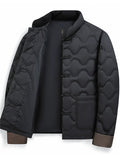 Men's Chinese Style Contrast Cuff Quilted Down Coat