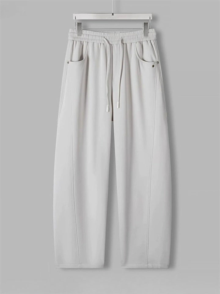 Men's Soft Drawstring Elastic Waist Losse Fit Straight Leg Casual Pants