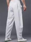 Ramie Loose Front Pockets Elastic Waist Harem Pant  for Men