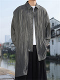 Oriental Style Linen Patchwork Design Asymmetric Shirt For men