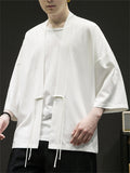 Men's Chinese Zen Style Solid Color Cardigan Shirt