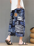 Men's Ethnic Style Contrast Color Print Beach Capri Pants