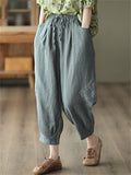 Women's Summer Casual Drawstring Harem Cropped Pants