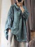 Women's Retro Loose Linen Distressed Long Sleeve Shirts