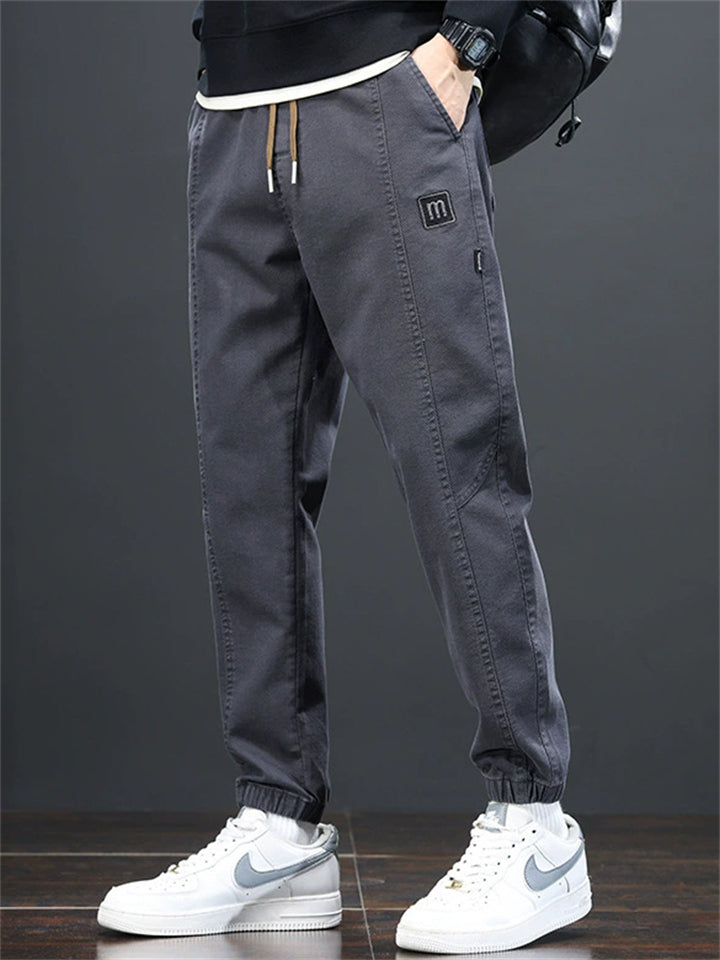 Mens Slim Fit Twill Drawstring Tapered Joggers Pants