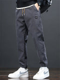 Mens Slim Fit Twill Drawstring Tapered Joggers Pants