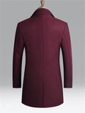 Men's Autumn Solid Color Single Breast Lapel Mid-length Jackets