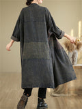 Women's Distressed Patchwork Denim Trench Coat
