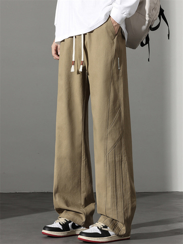 Men's Comfy Elastic Waist Loose Fit Straight Leg Casual Pants