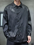 Chinese Style Dragon Jacquard Mandarin Collar Jacket Casual Shirts
