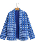 Women's Winter Retro Ethnic Style Geometric Print Cardigan Coat