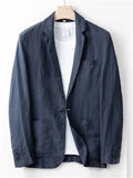 Men's 2Pcs Summer Single Breasted Pocket Lapel Solid Color Outfits