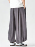 Men's Japanese Style Cotton Linen Solid Color Loose Bloomers Pants