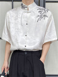 Chinese Style Summer Jacquard Stand Collar Shirt for Men