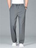 Mens Cool Straight Leg Stretchy Drawstring Waist Casual Pants