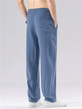 Mens Summer Linen Blend  Drawstring Breathable Beach Harem Joggers Pants