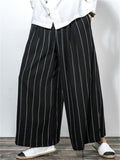 Men's Casual Summer Linen Wide Leg Stripe Pants