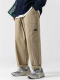 Men's Japanese Street Style Wide Leg Casual Pants with Pockets