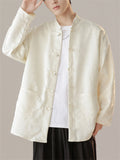 Men's Comfy Butterfly Print Button Long Sleeve Stand Collar Shirts