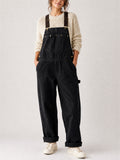 Women Casual Baggy Wide Leg Carpenter Bib Overalls Jumpsuit