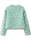 Women's Casual Print Waist Length Cotton-padded Jacket